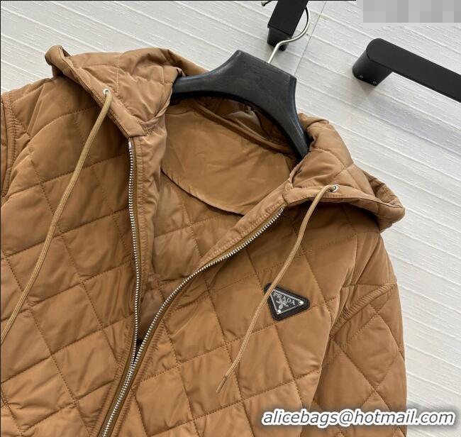 Shop Best Price Prada Quilted Cotton Jacket PR101503 Brown 2025