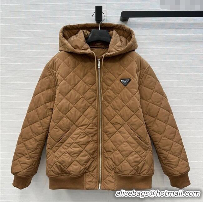 Shop Best Price Prada Quilted Cotton Jacket PR101503 Brown 2025