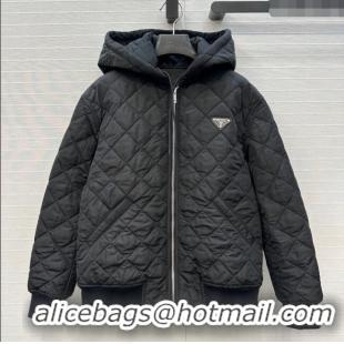 Luxury Cheap Prada Quilted Cotton Jacket PR101503 Black 2025