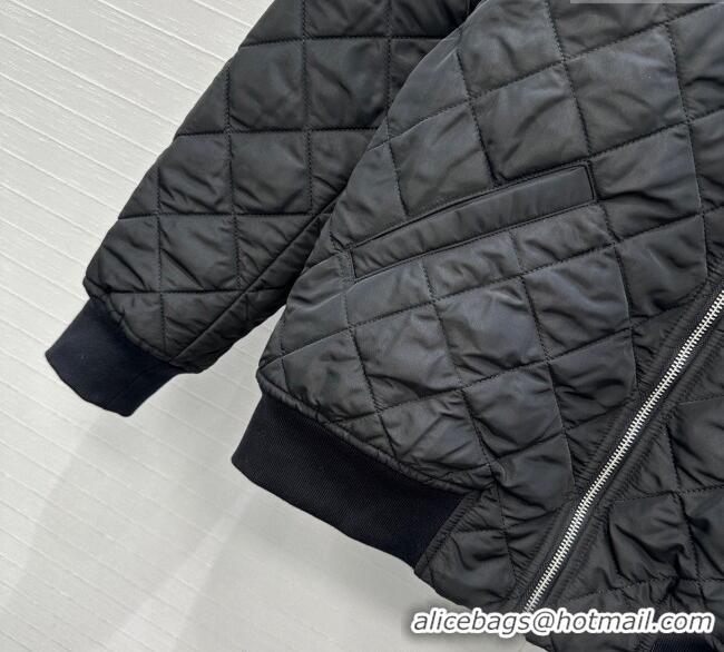 Luxury Cheap Prada Quilted Cotton Jacket PR101503 Black 2025