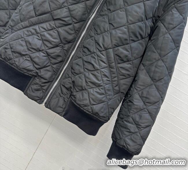 Luxury Cheap Prada Quilted Cotton Jacket PR101503 Black 2025