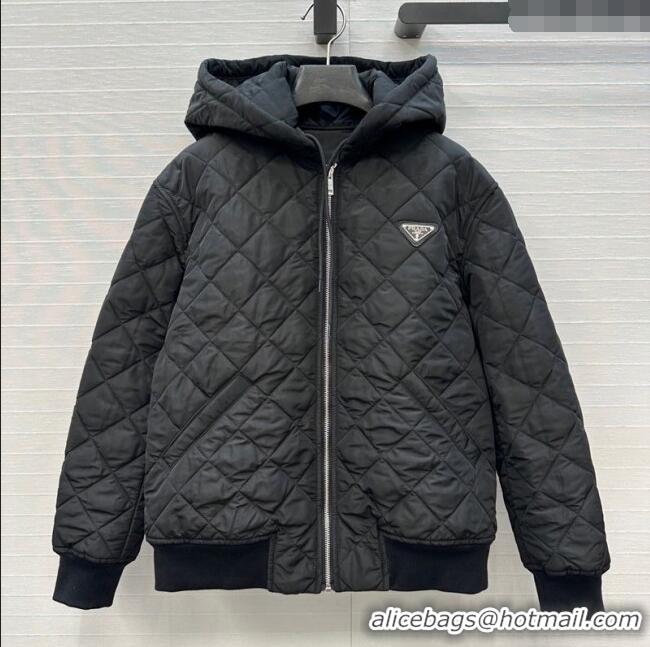 Luxury Cheap Prada Quilted Cotton Jacket PR101503 Black 2025