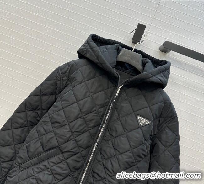 Luxury Cheap Prada Quilted Cotton Jacket PR101503 Black 2025