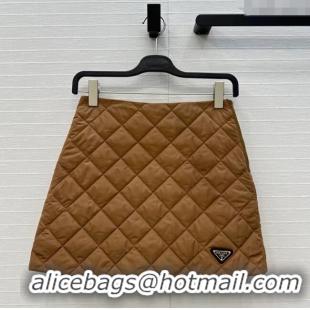 Famous Brand Prada Quilted Cotton Mini Skirt PR101503 Brown 2025