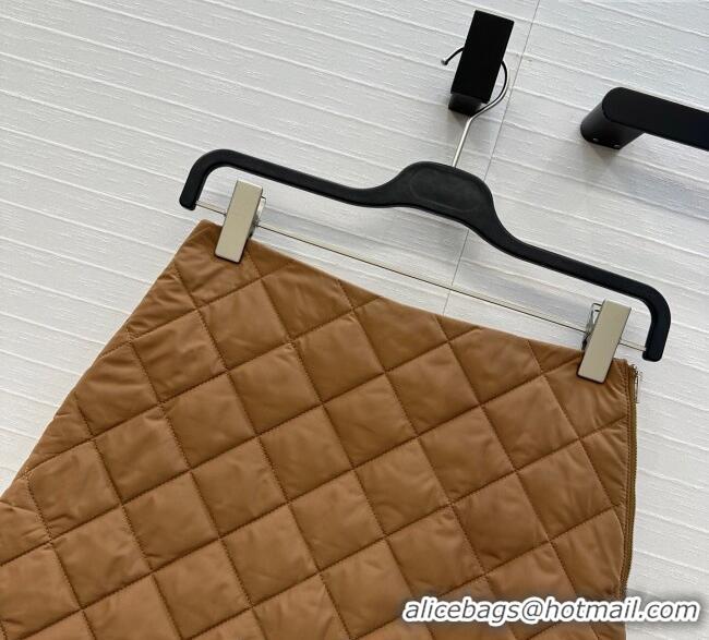 Famous Brand Prada Quilted Cotton Mini Skirt PR101503 Brown 2025