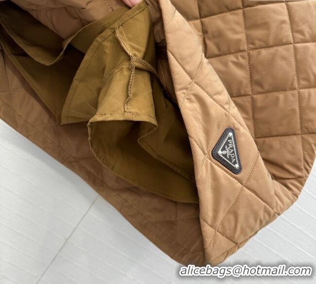 Famous Brand Prada Quilted Cotton Mini Skirt PR101503 Brown 2025
