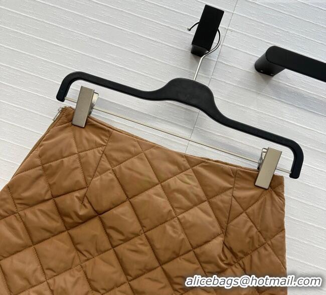 Famous Brand Prada Quilted Cotton Mini Skirt PR101503 Brown 2025