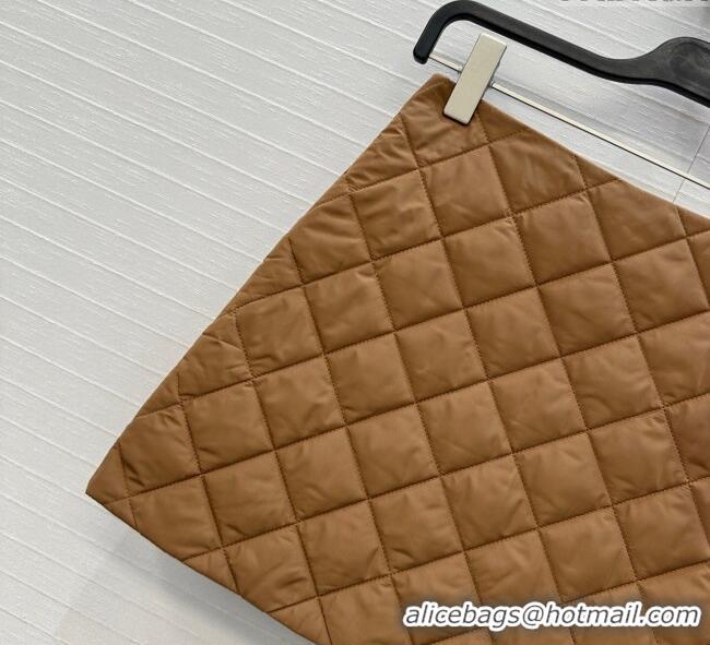 Famous Brand Prada Quilted Cotton Mini Skirt PR101503 Brown 2025