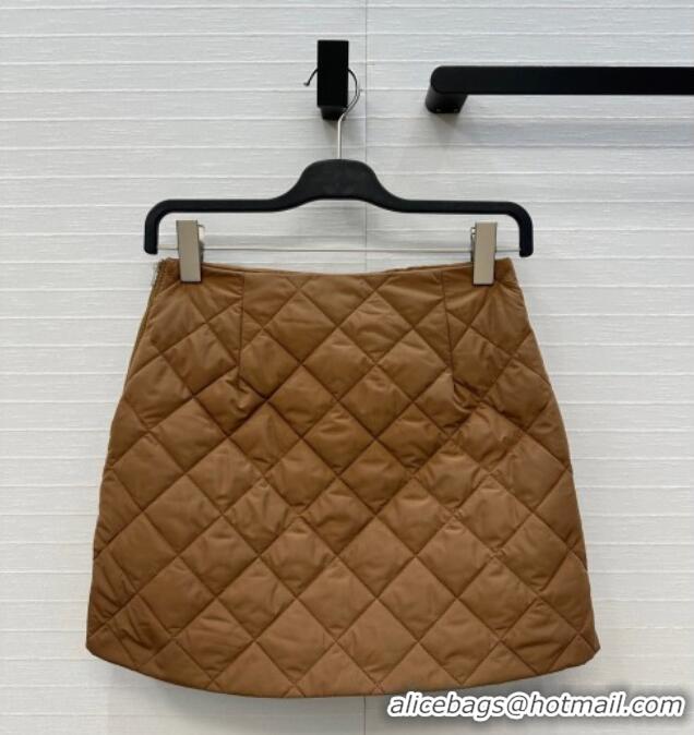 Famous Brand Prada Quilted Cotton Mini Skirt PR101503 Brown 2025