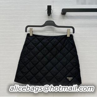 Best Price Prada Quilted Cotton Mini Skirt PR101503 Black 2025
