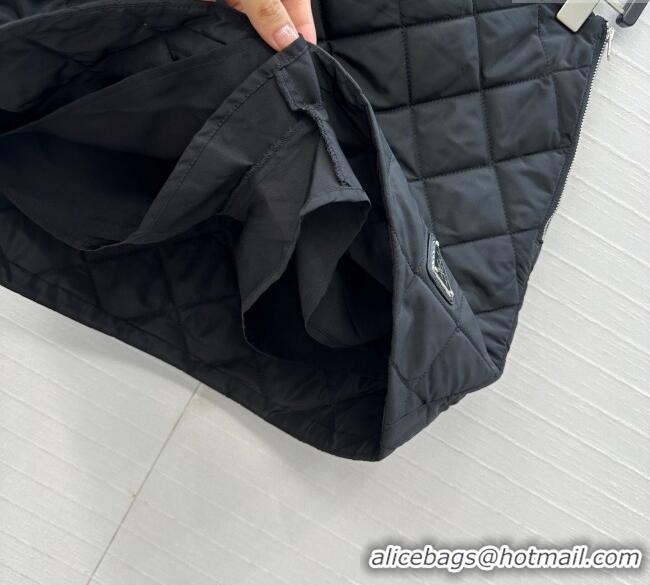 Best Price Prada Quilted Cotton Mini Skirt PR101503 Black 2025