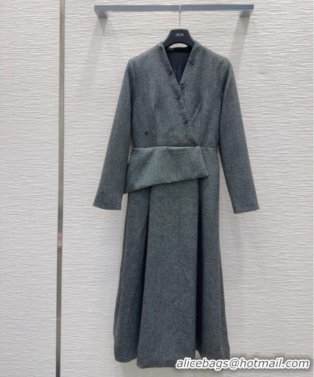 Buy Discount Dior Wool Blend Dress DR101505 Grey 2025