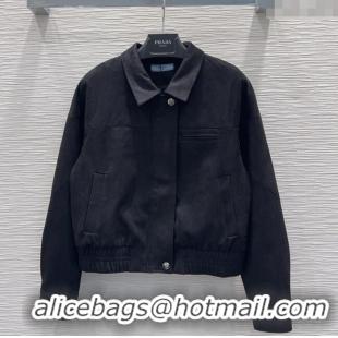 Super Quality Prada Suede Jacket PR110618 Black 2025