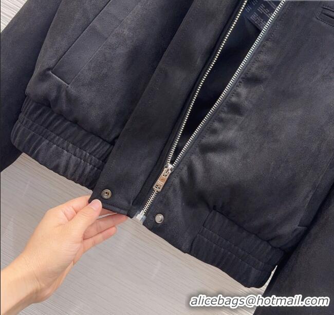 Super Quality Prada Suede Jacket PR110618 Black 2025