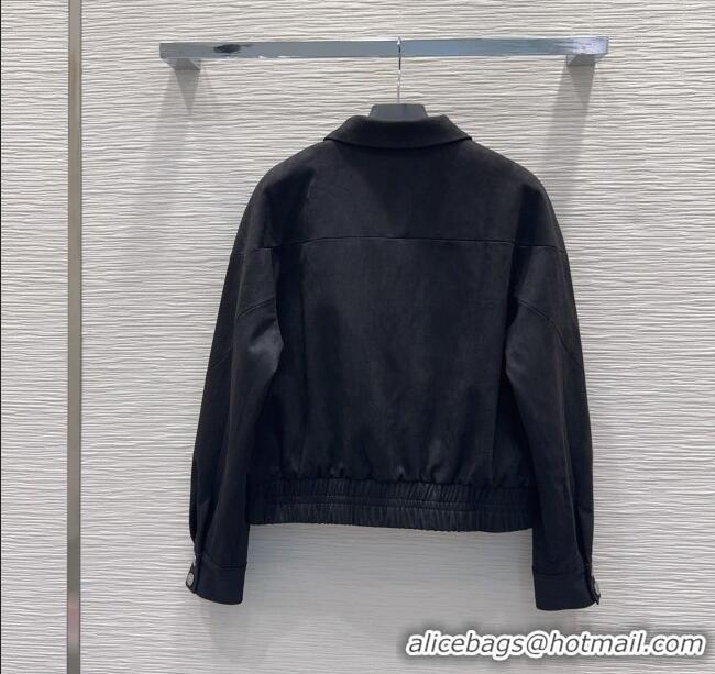 Super Quality Prada Suede Jacket PR110618 Black 2025
