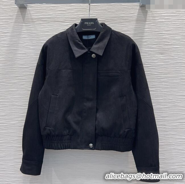Super Quality Prada Suede Jacket PR110618 Black 2025