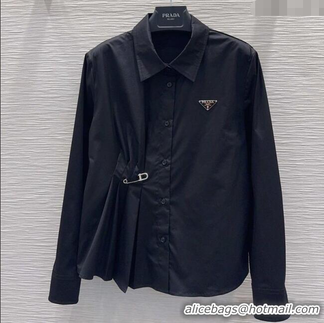 Top Quality Prada Cotton Shirt DR110655 Black 2025