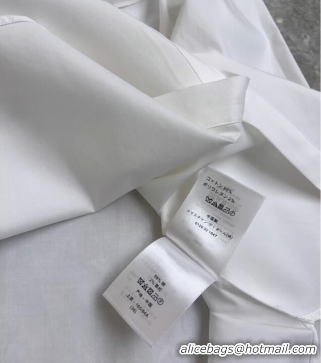 Free Shipping Discount Prada Ruffle Shirt PR110670 White 2025