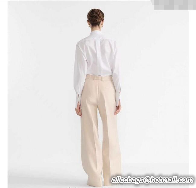 Free Shipping Discount Prada Ruffle Shirt PR110670 White 2025