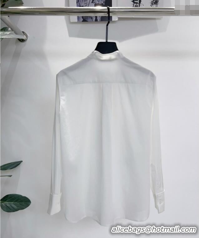 Free Shipping Discount Prada Ruffle Shirt PR110670 White 2025