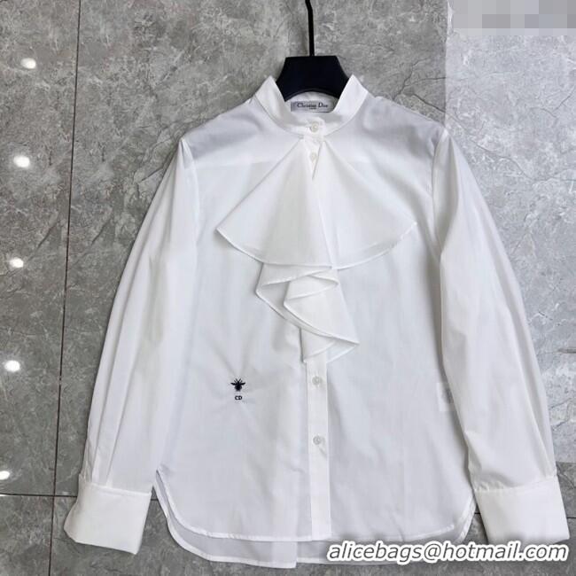Free Shipping Discount Prada Ruffle Shirt PR110670 White 2025