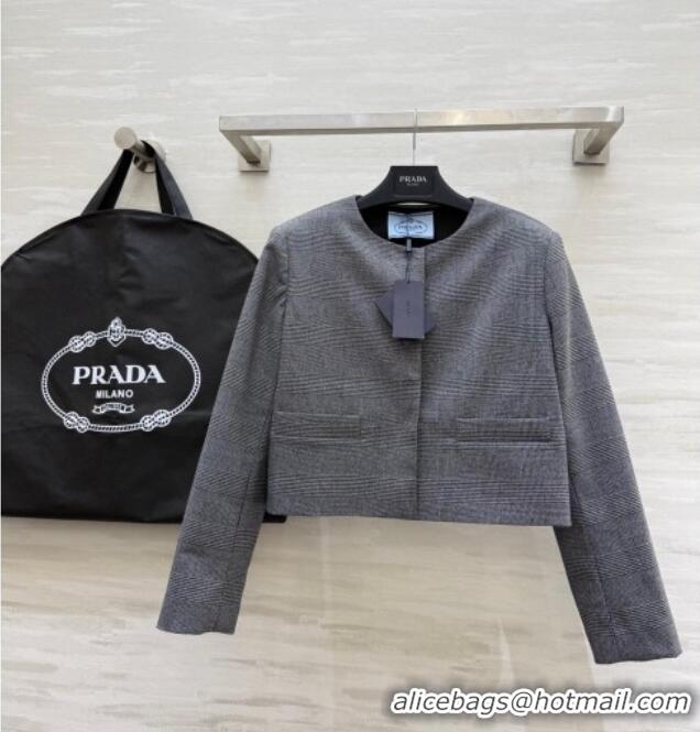 Best Price Prada Short Jacket and Pants Set PR111460 Grey 2025