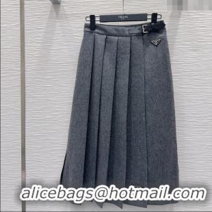 Traditional Discount Prada Wool Blend Skirt PR111520 Grey 2025