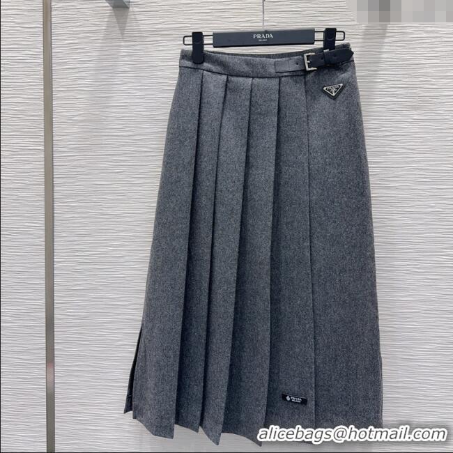 Traditional Discount Prada Wool Blend Skirt PR111520 Grey 2025