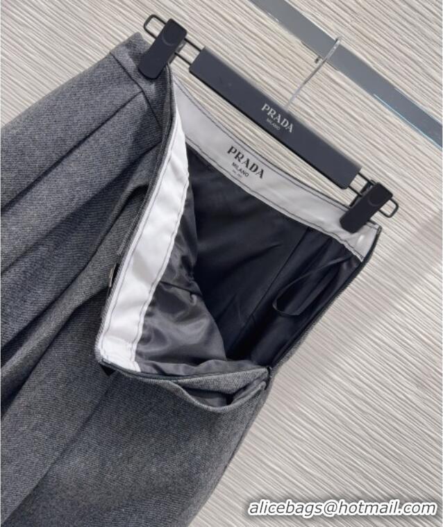 Traditional Discount Prada Wool Blend Skirt PR111520 Grey 2025
