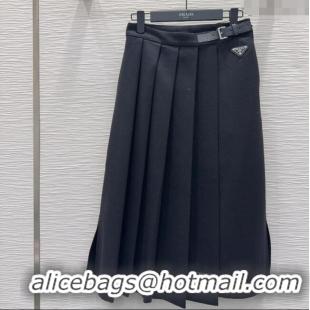 Luxury Cheap Prada Wool Blend Skirt PR111520 Black 2025