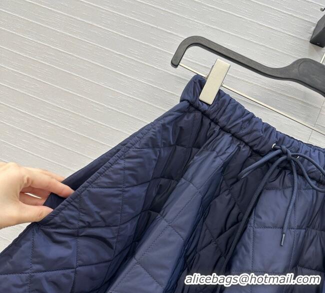 Fashion Discount Prada Cotton Padded Skirt PR111527 Navy Blue 2025