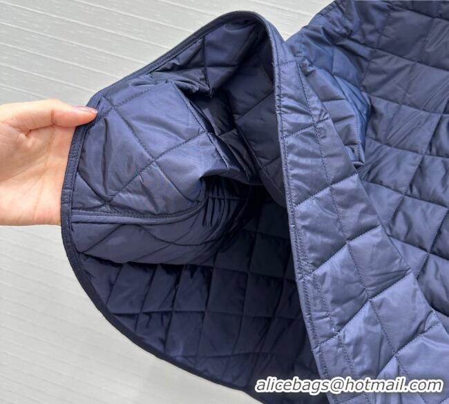 Fashion Discount Prada Cotton Padded Skirt PR111527 Navy Blue 2025
