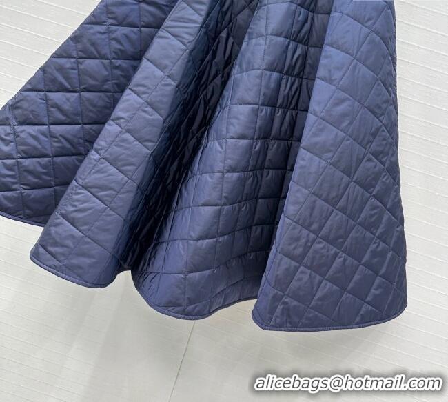 Fashion Discount Prada Cotton Padded Skirt PR111527 Navy Blue 2025