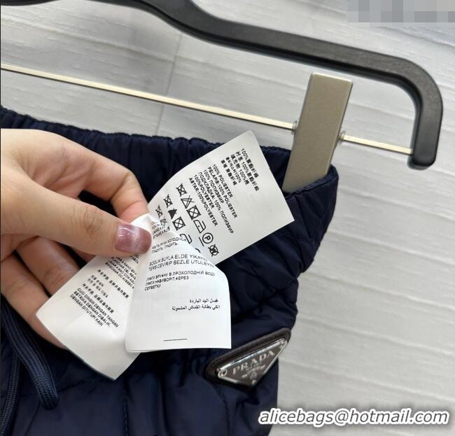 Fashion Discount Prada Cotton Padded Skirt PR111527 Navy Blue 2025