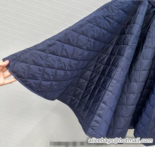 Fashion Discount Prada Cotton Padded Skirt PR111527 Navy Blue 2025