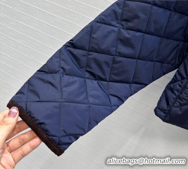 Traditional Discount Prada Cotton Padded Jacket PR111527 Navy Blue 2025