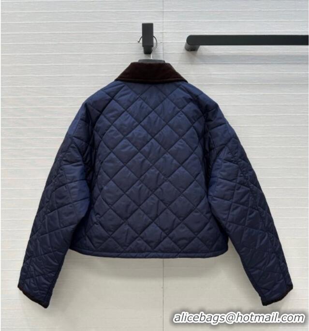 Traditional Discount Prada Cotton Padded Jacket PR111527 Navy Blue 2025