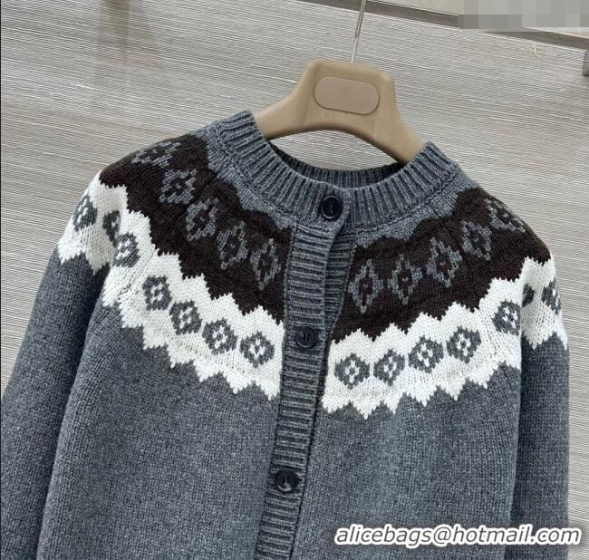 Luxury Cheap Prada Wool Cardigan PR111528 Grey 2025