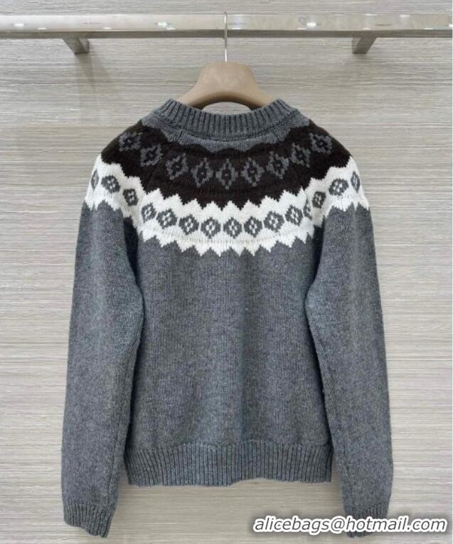 Luxury Cheap Prada Wool Cardigan PR111528 Grey 2025