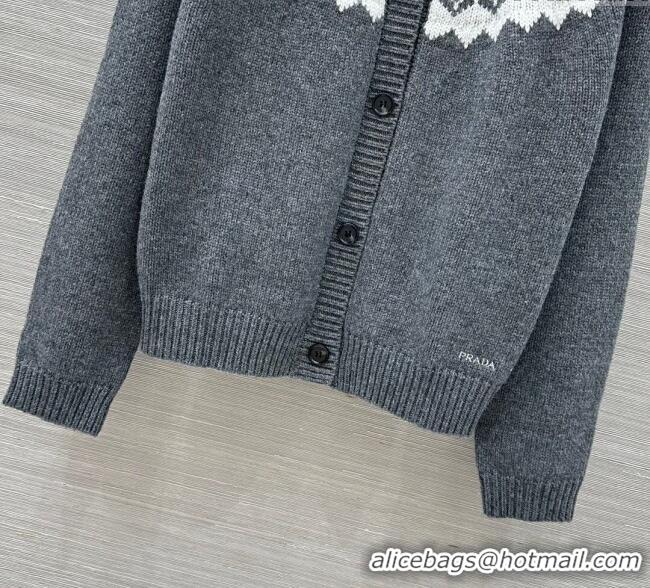 Luxury Cheap Prada Wool Cardigan PR111528 Grey 2025