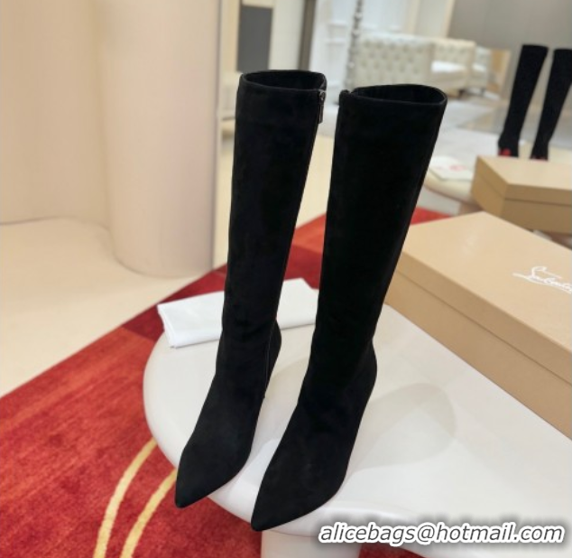 Purchase Christian Louboutin Kate Botta High Heel Boots 10cm in Suede Black 1030161