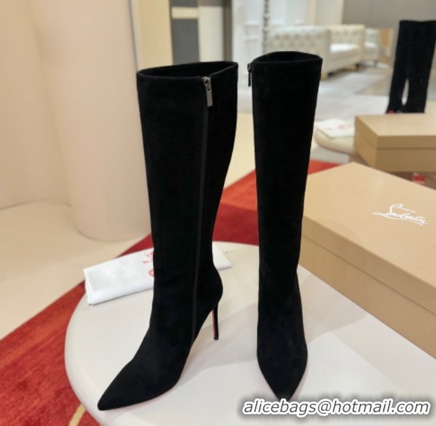 Purchase Christian Louboutin Kate Botta High Heel Boots 10cm in Suede Black 1030161
