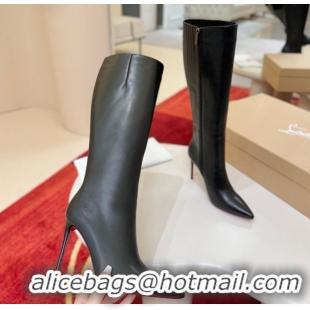 Unique Style Christian Louboutin Kate Botta High Heel Boots 10cm in Calf Leather Black 1030162