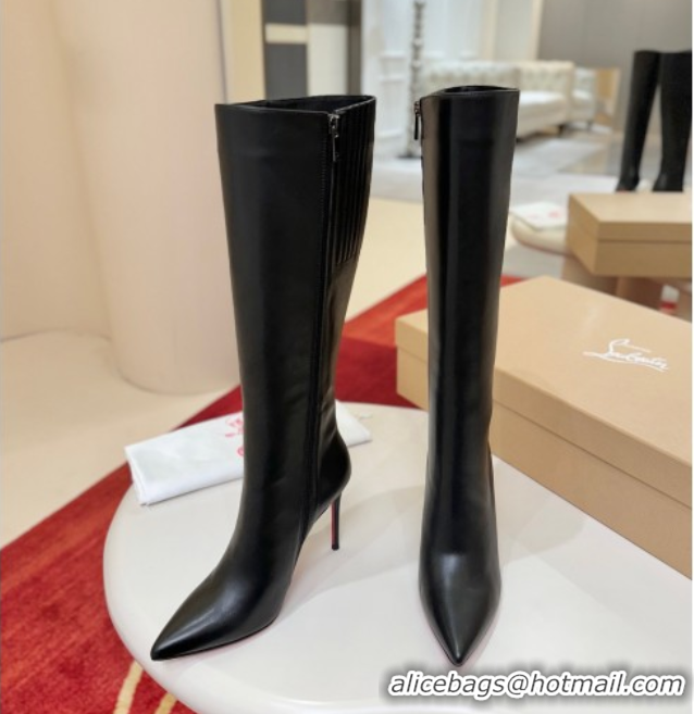 Unique Style Christian Louboutin Kate Botta High Heel Boots 10cm in Calf Leather Black 1030162