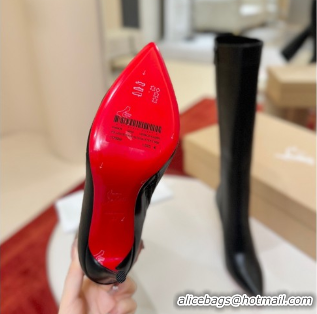 Unique Style Christian Louboutin Kate Botta High Heel Boots 10cm in Calf Leather Black 1030162
