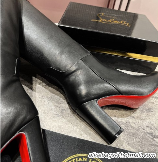 Good Quality Christian Louboutin Loo Botta High Heel Boots 8.5cm in Calf Leather Black 1030164