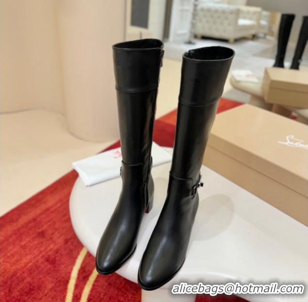 Top Grade Christian Louboutin Jane Botta High Heel Boots 8.5cm in Calf Leather Black 1030165