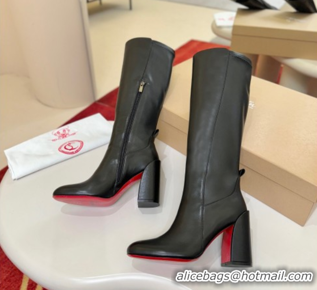 Top Grade Christian Louboutin Jane Botta High Heel Boots 8.5cm in Calf Leather Black 1030165