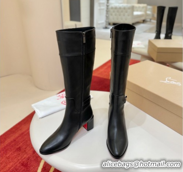 Top Grade Christian Louboutin Jane Botta High Heel Boots 8.5cm in Calf Leather Black 1030165