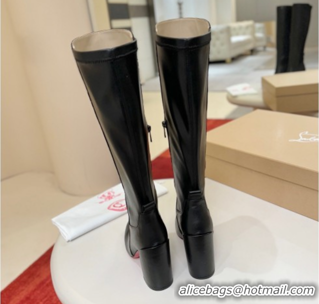Top Grade Christian Louboutin Jane Botta High Heel Boots 8.5cm in Calf Leather Black 1030165